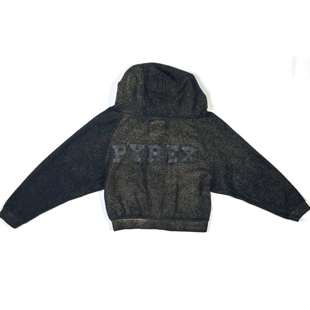 Pyrex Zip Hoodie Women's XS Black Glittery Heather Gold Rare Streetwear Italy - Picture 3 of 13